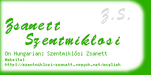 zsanett szentmiklosi business card