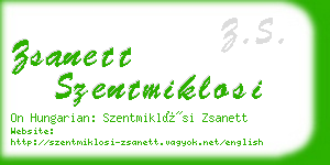 zsanett szentmiklosi business card